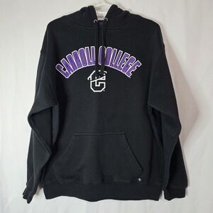 Carroll College Black Hoodie Purple Large Logo Cozy Campus Sweatshirt